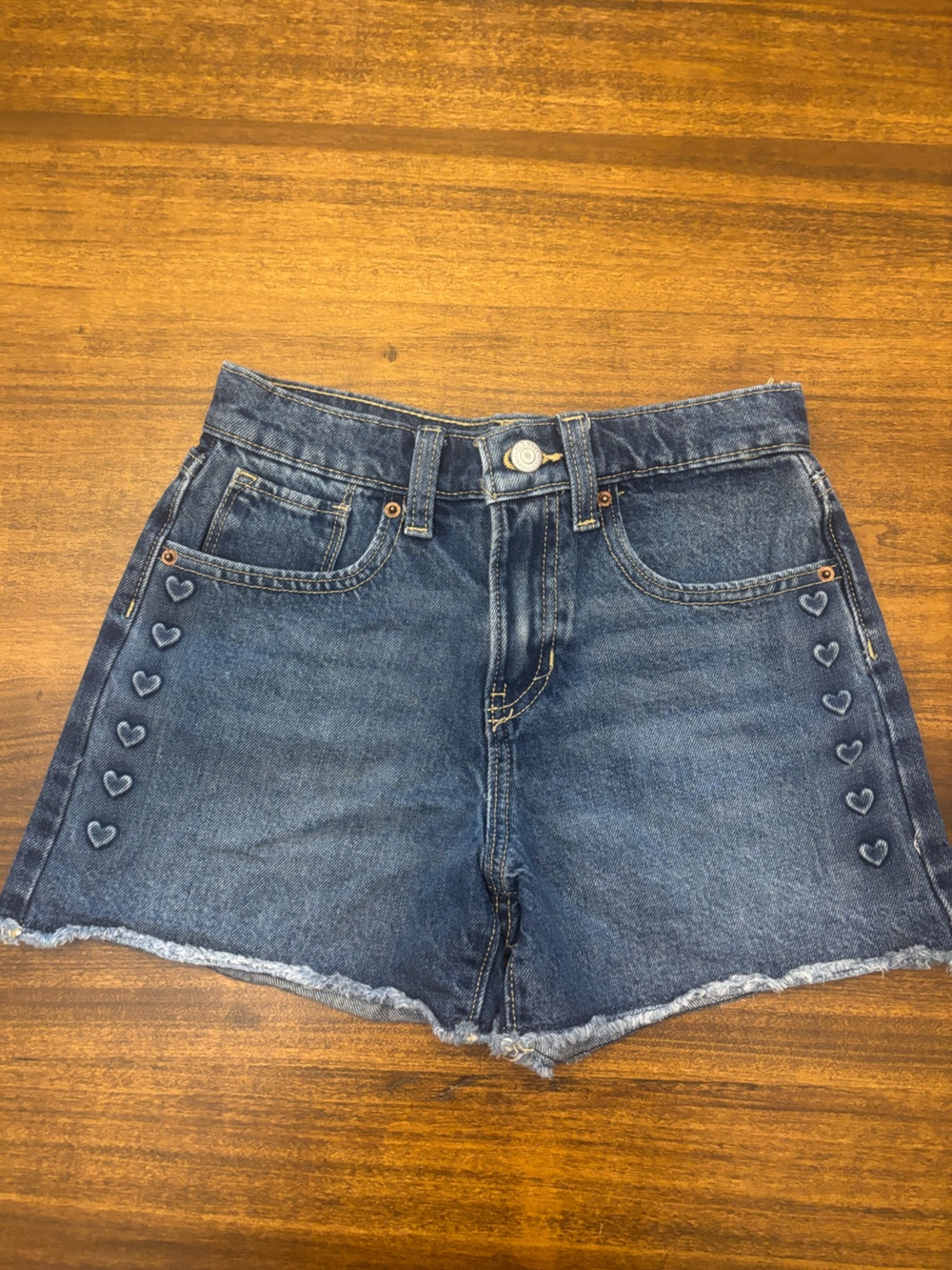 Old Navy girls size 10 High-Rise Denim Cutoff Shorts with Heart design